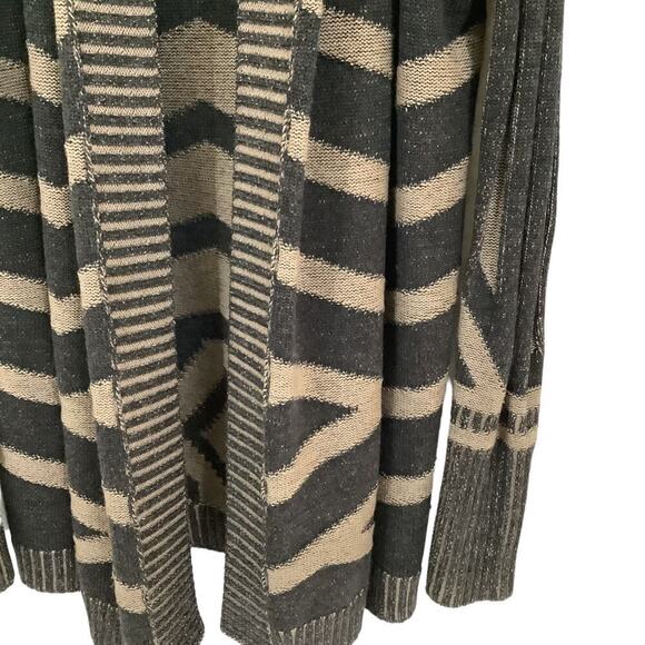 Haute Hippie Brown Tan Merino Wool Striped Jacquard XS - Small Sweater Cardigan - Picture 4 of 10